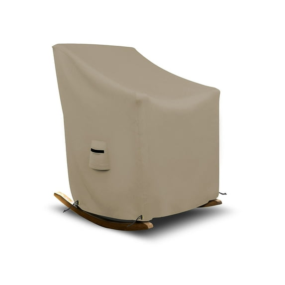 Rocking Chair Cover 12 Oz Waterproof - 100% Weather Resistant PVC Coated Patio Furniture Cover with Air Pockets & Drawstring for Snug Fit (45" (H) X 36" (W) X 44" (D) X 15" (FH), Beige)