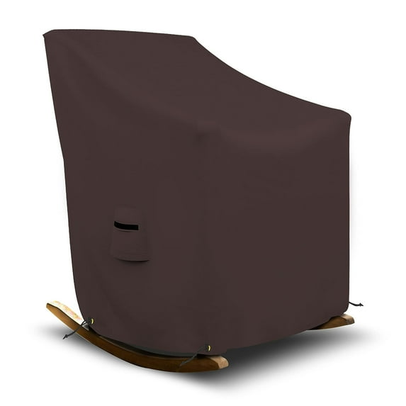 Rocking Chair Cover 12 Oz Waterproof - 100% Weather Resistant PVC Coated Patio Furniture Cover with Air Pockets & Drawstring for Snug Fit (45" (H) X 36" (W) X 44" (D) X 15" (FH), Coffee)