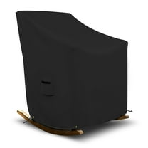 Rocking Chair Cover 18 Oz Waterproof - 100% Weather Resistant PVC Coated Patio Furniture Cover with Air Pockets & Drawstring for Snug Fit (39" (H) X 28" (W) X 33" (D) X 15" (FH), Black)