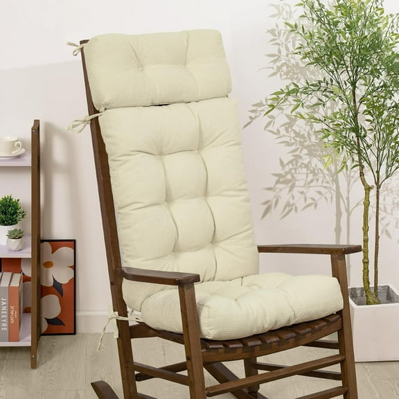 Rocking Chair Cushion Anti-Slip  High Back Rocking Chair Cushion with Ties and Removable Neck Pillow Rocker Chair Seat Cushions for Bedroom, Living Room, Outdoor Patio Chair
