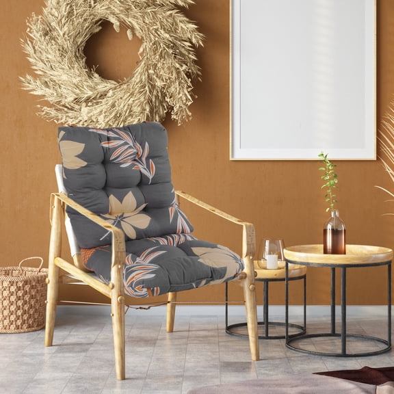 Rocking Chair Cushion, Imountek Indoor Rocking Chair Pads Back and Seat Sets with Ties, 2 Piece for Home Office Car, Grey_YellowLeaf