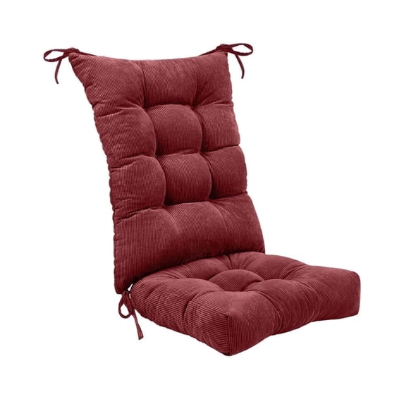 Rocking Rocking Chair Cushion Premium Tufted Pads Non Skid Slip Backed Upper and Lower with Ties, 2 Piece Set, Gray (Pack of 1), Red