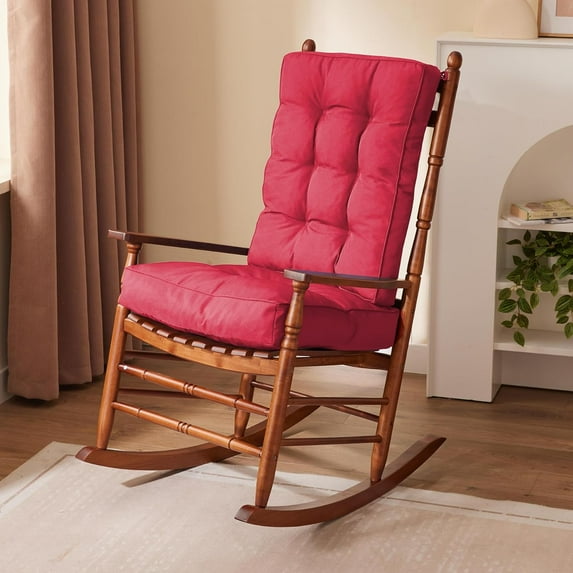 Rocking Chair Cushion Set, Waterproof and Fade-Resistant Patio Chair Cushions, Tufted Chair Pads for Rocker Furniture, 17x17 Inch, Indoor/Outdoor Seat Cushions with Ties,