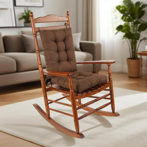 Rocking Chair Cushion, Thickened Tufted Seat and Back Cushion with Ties, Suitable for Indoor/Outdoor Rocker