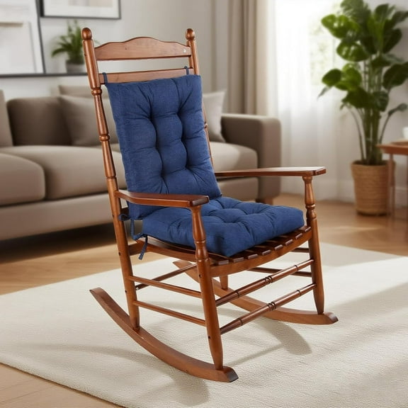 Rocking Chair Cushion, Thickened Tufted Seat and Back Cushion with Ties, Suitable for Indoor/Outdoor Rocker