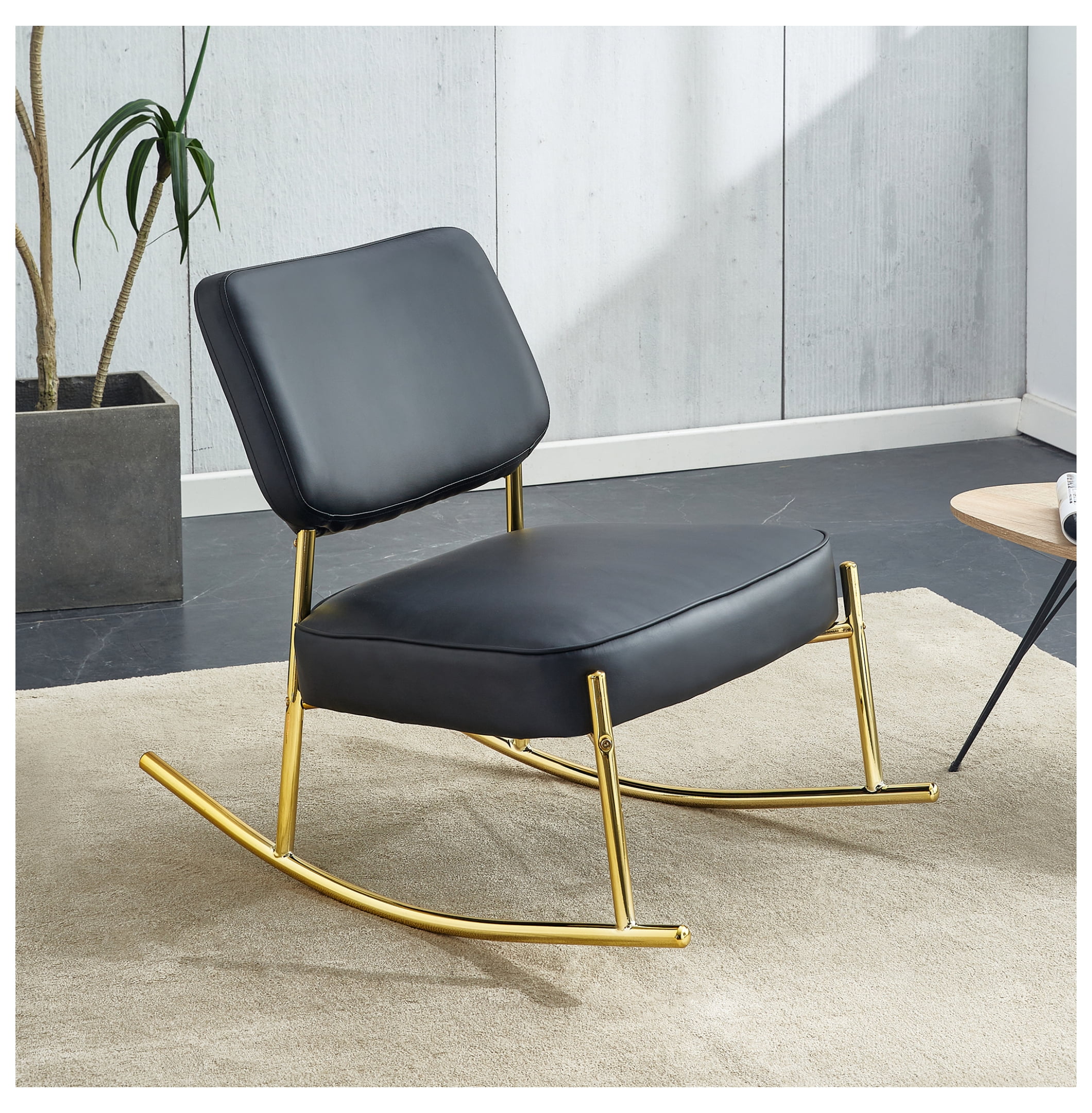 Rocking Chair Cushioned, Metal Legs Rocker - Comfortable Living Room ...