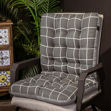 Rocking Chair Cushions Set of 2, Porch Rocker Cushions for Wooden Rocking Chairs Outdoor with Thick Padding, Back Cushion with Ties, Tufted Seat Cushion with Non-Slip Backing