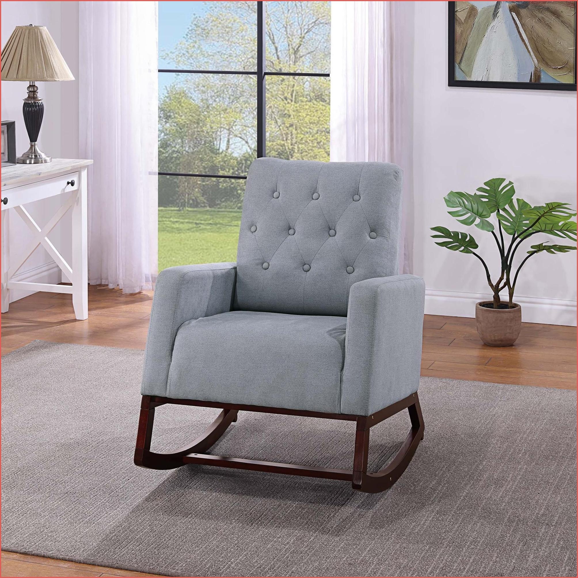 Rocking Chair, Diamond Tufted Back Fully Upholstered Fabric | Tufted ...