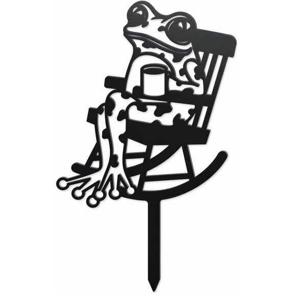 Rocking Chair Frog Silhouette Garden Stakes Decor Metal Frog Lovers Gifts Stakes Statues Ornaments for Yard Art Black Silhouette Yard Outside Decor for Backyard Lawn Outdoor 15x9.1Inch Black DIY