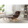 thumbnail image 1 of Rocking Chair with Headrest and Footrest, Upholstered Glider Chair with Wood Rocker, Modern Leisure Rocking Chair with a Pillow, Recliner Chair for for Nursery Bedroom Living Room, Brown, 1 of 9