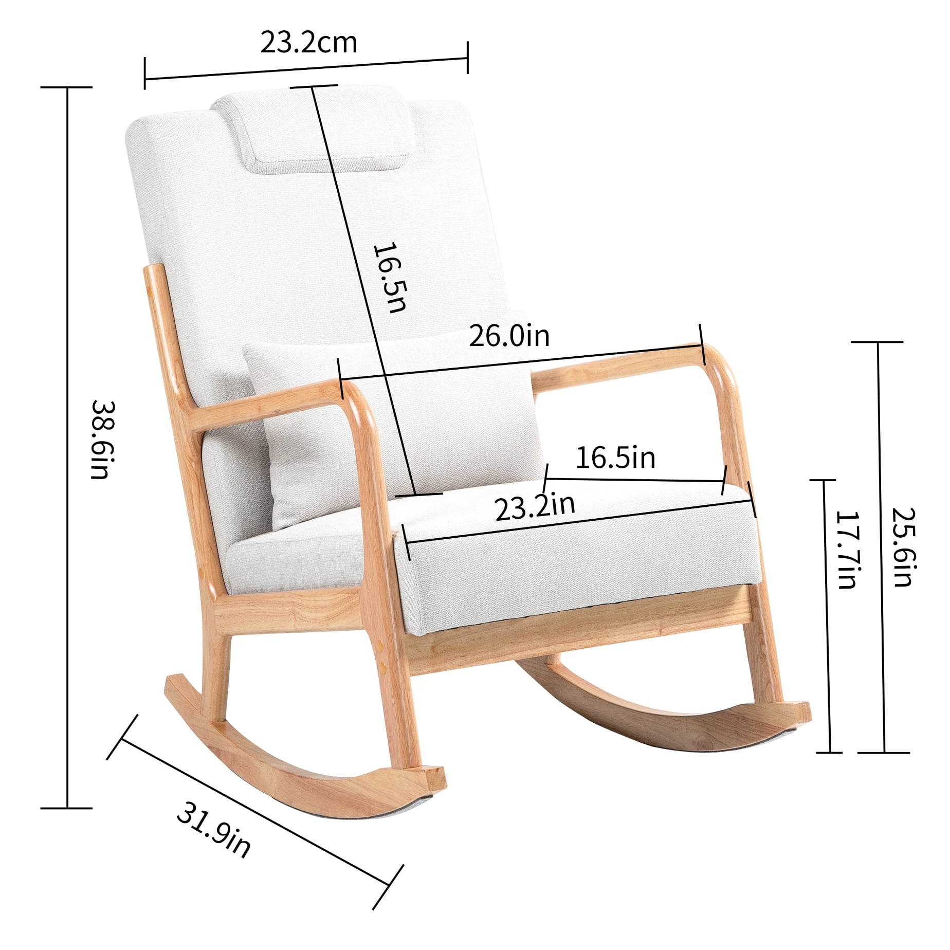 Rocking Chair With High Foam Padding - Soft And Cushiony Lifted Lumbar ...