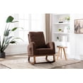 thumbnail image 1 of Rocking Chair,Mid-Century Modern Nursery Rocking Armchair ,Comfortable Fabric Rocker Padded Seat Wood Frame,Tufted Upholstered High Back Accent Chair for Home Living Room, Coffee, 1 of 7