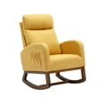 thumbnail image 1 of Rocking Chair, Mid-Century Modern Nursery Rocking Armchair, Modern Leisure Single Sofa with Arm and Side Pocket, Upholstered Tall Back Glider Rocker, for Living Room, Bedroom, Office, Yellow Linen, 1 of 7