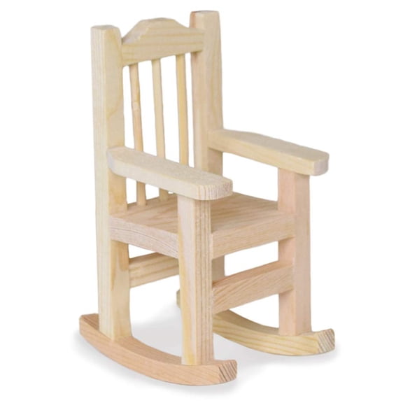 Rocking Chair Miniature Wood Piece for Dollhouses, Displays, Crafting, DIY - 4.25 Inches Tall