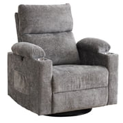 Rhevoy Adult Chenille Living Room Nursery and Breastfeeding Adjustable Armrest and Electric Glider Recliners, Gray