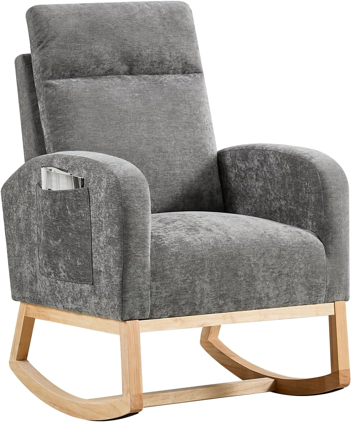 Rocking Chair Nursery Chair with Foot Rest, Nursery Rocking Chairs with Pocket，Baby Nursery Glider Rocker for Living Room