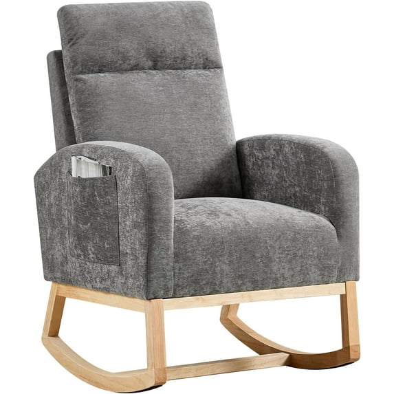 Rocking Chair Nursery Chair with Foot Rest, Nursery Rocking Chairs with Pocket,Baby Nursery Glider Rocker for Living Room