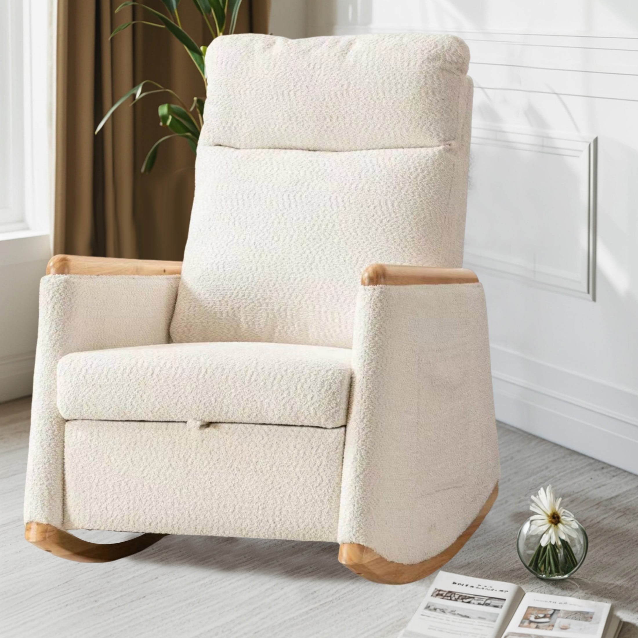 Rocking Chair Nursery, Rocking Chairs with Solid Wood Legs, Glider ...