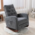 thumbnail image 1 of Rocking Chair Nursery Chair with Fabric Padded Seat, Baby Room High Back Sofa Chair with Big side Pocket, Lounge Chair Reading Chair Side Sofa Single Lounge Reading Sofa TV Chair, Old Man Chair, 1 of 9