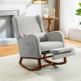 thumbnail image 1 of Rocking Chair Nursery Glider Chair with Foot Rest, Nursery Rocking Chairs with Rubber Wood Legs Side Pocket, High Back Nursing Chair, Accent Rocker Arm Chair Baby Bedroom, Living Room, Grey, 1 of 7