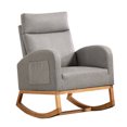 thumbnail image 1 of Rocking Chair Nursery Glider Chair, Upholstered Rocking Chair for Nursery with Rubber Wood Legs, Comfy High Backrest, Side Pockets, Armchair for Living Room, Bedroom, 1 of 9