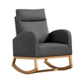 thumbnail image 1 of Rocking Chair Nursery Glider Chair, Upholstered Rocking Chair for Nursery with Rubber Wood Legs, Comfy High Backrest, Side Pockets, Armchair for Living Room, Bedroom, 1 of 9