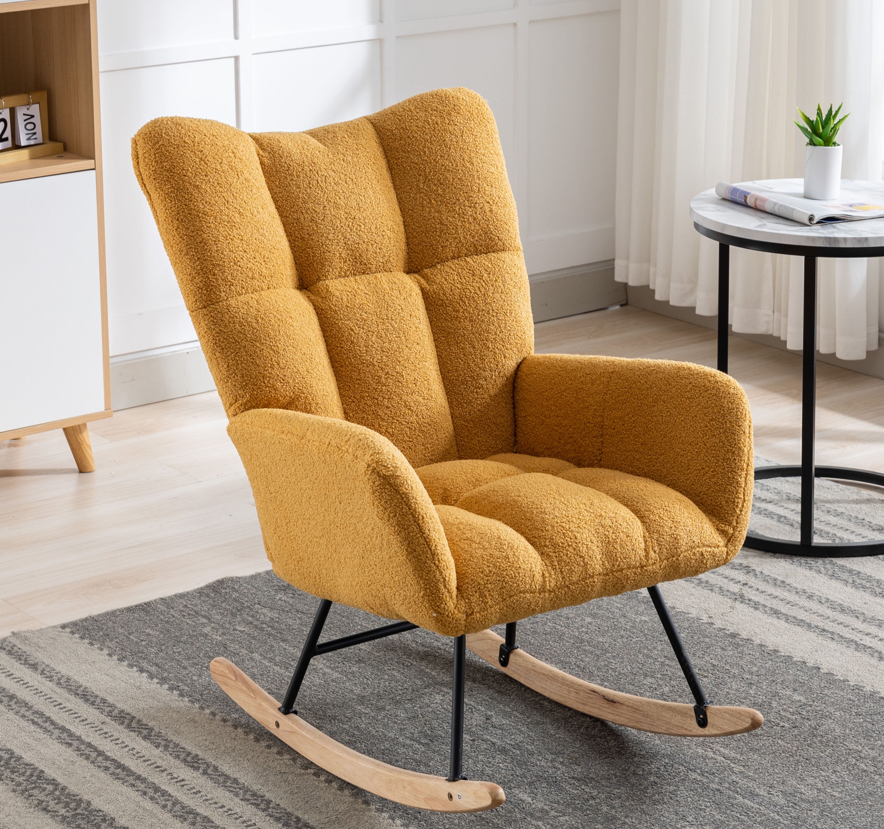 Rocking Chair Nursery,Modern Accent Rocking Chair with High Backrest