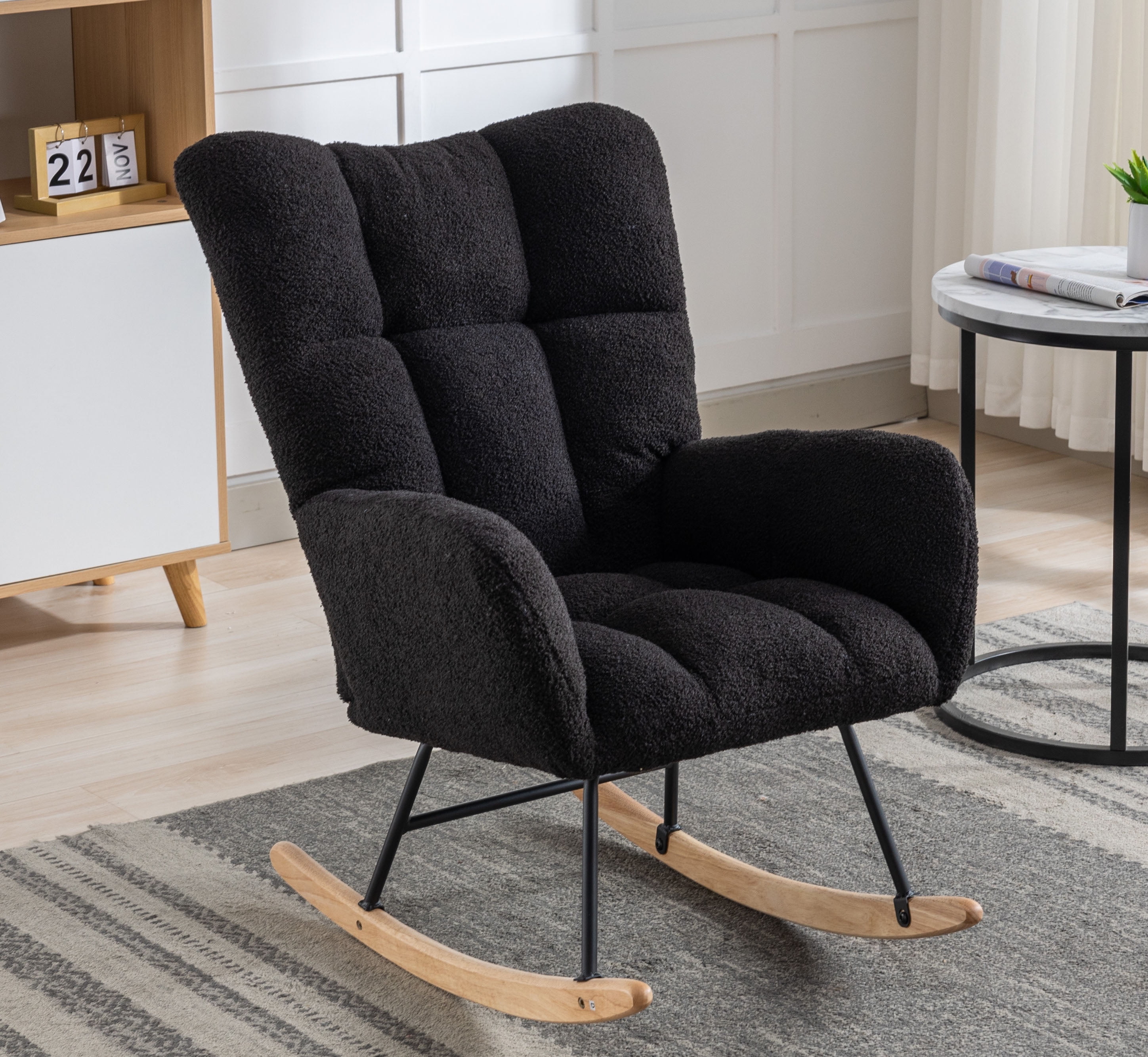 Rocking Chair Nursery,Modern Accent Rocking Chair with High Backrest ...