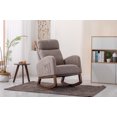 thumbnail image 1 of Rocking Chair Nursery, Modern Glider Rocking Chair with Headrest and Thicken Wood Base, Upholstered Nursing Armchair for Living Room, Bedroom, Grey, 1 of 9