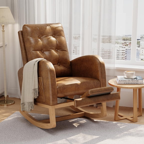 Rocking Chair Nursery, Nursing Rocking Chairs with Foot Rest for Mom Nursery, Glider Rocker Chair with Footrest and High Backrest for Living Room, Bedroom