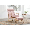 thumbnail image 1 of Rocking Chair Nursery with Ottoman, Modern Glider Rocker with Button Design Back and Wood Base, Accent Armchair for Living Room Reading Room Bedroom, Pink, 1 of 9