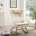 thumbnail image 1 of Rocking Chair Nursery with Side Pocket, Nursery Rocking Chairs with High Backrest and Armrest, Built-in Headrest, Comfy Glider Rocking Chair, Reading Nursing Arm Chair for Living Room, Bedroom, Beige, 1 of 6