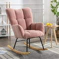 thumbnail image 1 of Rocking Chair Nursery Teddy Upholstered Glider Rocker High Backrest Nursery Rocker Comfortable Stylish Accent Armchair for Living Rooms Bedrooms Offices, 1 of 7