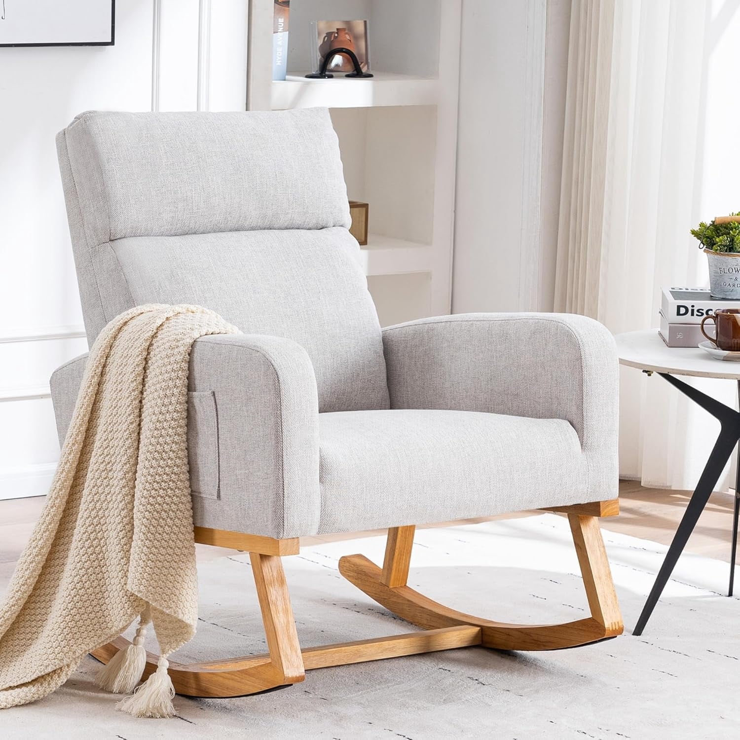 Rocking Chair Nursery Upholstered Nursing Rocker Glider Chair for Mom ...
