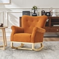 thumbnail image 1 of Rocking Chair Nursery, Velvet Upholstered Glider Rocker with Button Tufted Thick Backrest, Comfy Reading Chair Modern Rocking Accent Chairs Glider Recliner for Living Room, Nursery, Bedroom, Orange, 1 of 9