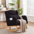 thumbnail image 1 of Rocking Chair Nursery with Waist Pillow, 27.2"W Modern Upholstered High Back Accent Lounge Chair Armchair with 2 Side Pockets, Nursery Rocker Glider Wingback Chair for Living Room Bedroom, Black, 1 of 7
