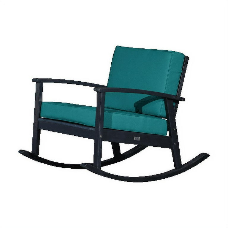 Rocking Chair Outdoor Indoor Rocker Chair with Deep Seat Cushion and Thicken Backrest Wooden Upholstered Leisure Armchair for Home Balcony Patio