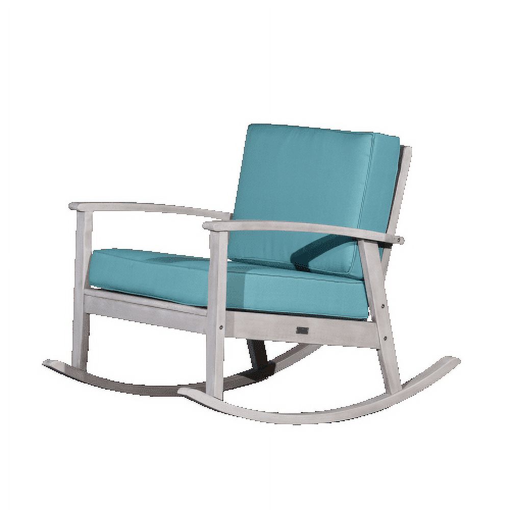 Rocking Chair, Outdoor Indoor Rocker Chair with Deep Seat Cushion and Thicken Backrest, Wooden Upholstered Leisure Armchair for Home Balcony Patio & Garden, Silver Gray Finish+Sage Cushions - image 1 of 3