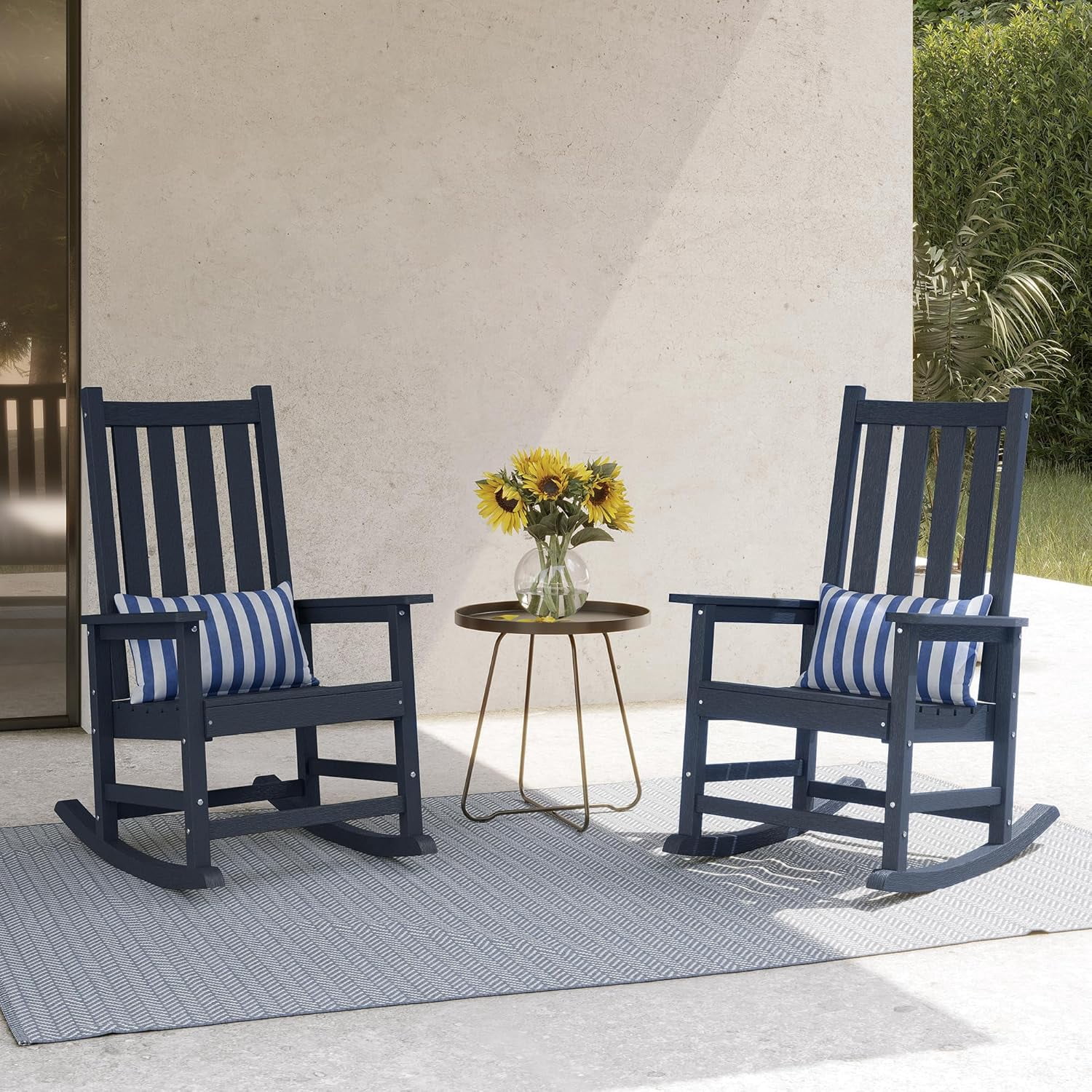 Rocking Chair Outdoor, Oversize PE Patio Rocker Chairs, Weather ...