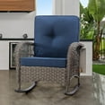 thumbnail image 1 of Rocking Chair - Outdoor Rocker Chair with Safe Rocking Design, Metal Frame All Weather Wicker and Premium Fabric Cushions, 1 of 8