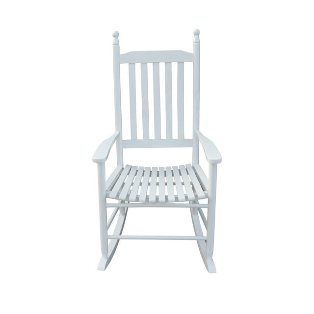 Rocking Chair for Outdoor, Wooden Patio Porch Rocker Chair with Back Support, Ergonomic Wooden Rocking Chair for Patio Porch Backyard, Rocking Bistro Chair Patio Chairs, Max 280lbs, White, A1582