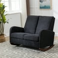 Rocking Chair with Oversized Wing Back,Extra Wide Rocking Loveseat,Mid
