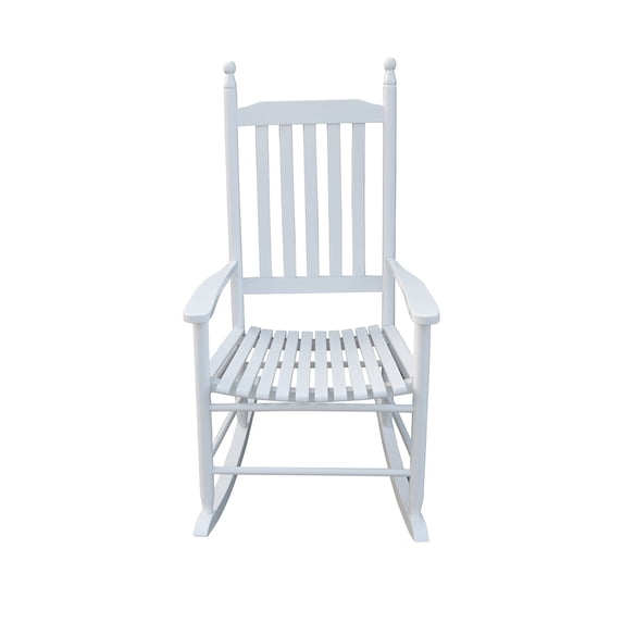 Rocking Chair for Porch, Wooden Rocker Chair Reclining Seat with High Back Slat, All-Weather Resistant Porch Rocker for Garden Patio Balcony Backyard, Blue