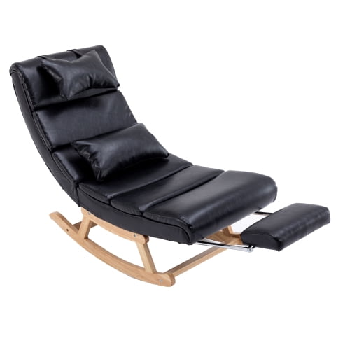 Rocking Chair Recliner Chair with High Back & Foot Rest Comfortable PU