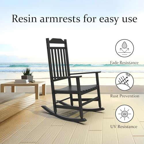 Rocking Chair, Resin Outdoor Rocking Chair for Adults, All-Weather ...