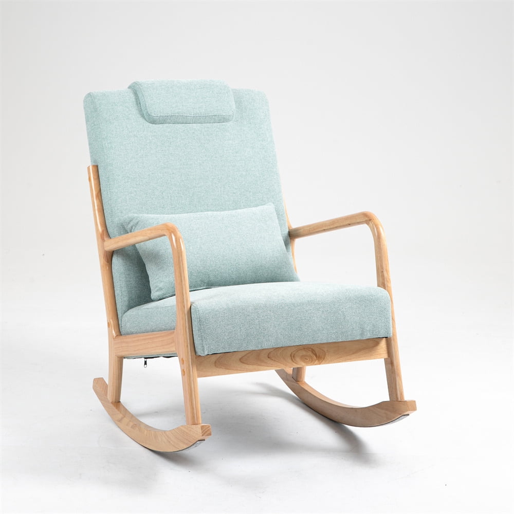 Rocking Chair, Rocking Chair with High Backrest and Lumbar Pillow ...