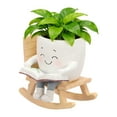 thumbnail image 1 of Rocking Chair Smile Face Planter Resin Indoor Outdoor Small Plant Pot with Drainage Hole Cute Succulent Pot for Garden Balcony, 1 of 11