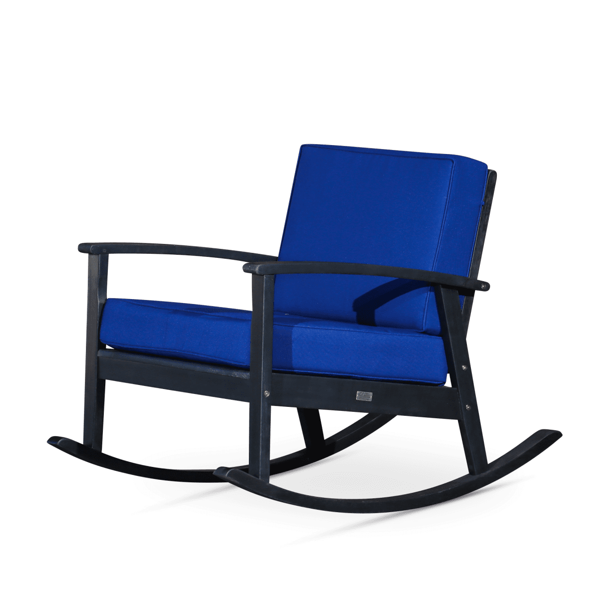 Rocking Chair with Solid Wood Legs, Modern Comfy Upholstered Rocker with Armrest and Cushions