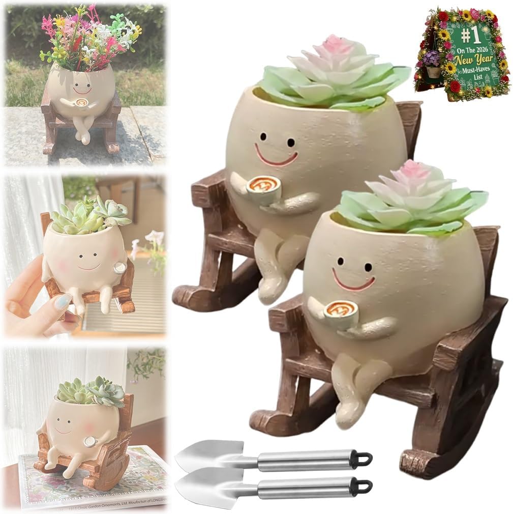 Rocking Chair Succulent Planter,Smily Face Plant Holder,Unique Cute ...
