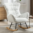 thumbnail image 1 of Rocking Chair, Teddy Fabric Glider Rocker Chair with High Backrest, Modern Rocking Accent Side Chairs with Armrests for Nursery Bedroom Living Room, Lvory, 1 of 7